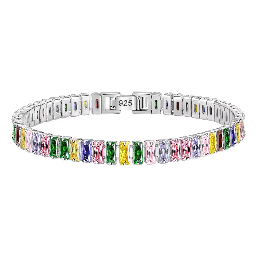 925 Sterling Silver Bracelet Light Luxury Colored Zirconia Hand Jewelry Bracelet Women Charm Jewelry Gift Party
