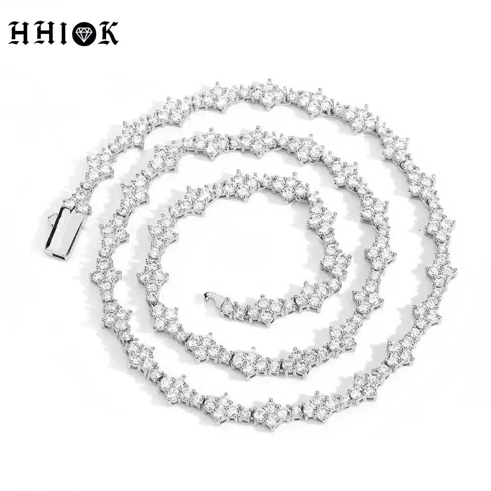 Iced Out 5A Cubic Zirconia Classic Tennis Choker Chain 6.5Mm Honeycomb Hip Hop Silver Gold Plated Necklace for Men Women Gift