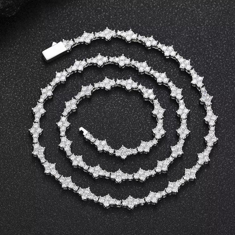 Iced Out 5A Cubic Zirconia Classic Tennis Choker Chain 6.5Mm Honeycomb Hip Hop Silver Gold Plated Necklace for Men Women Gift