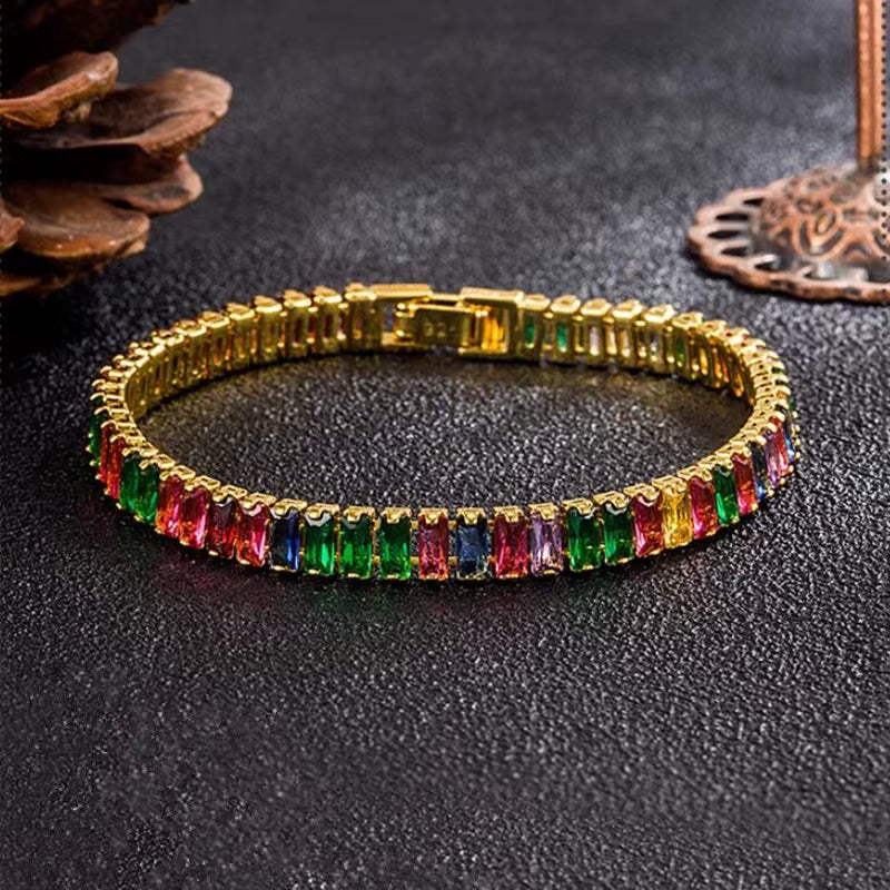 925 Sterling Silver Bracelet Light Luxury Colored Zirconia Hand Jewelry Bracelet Women Charm Jewelry Gift Party