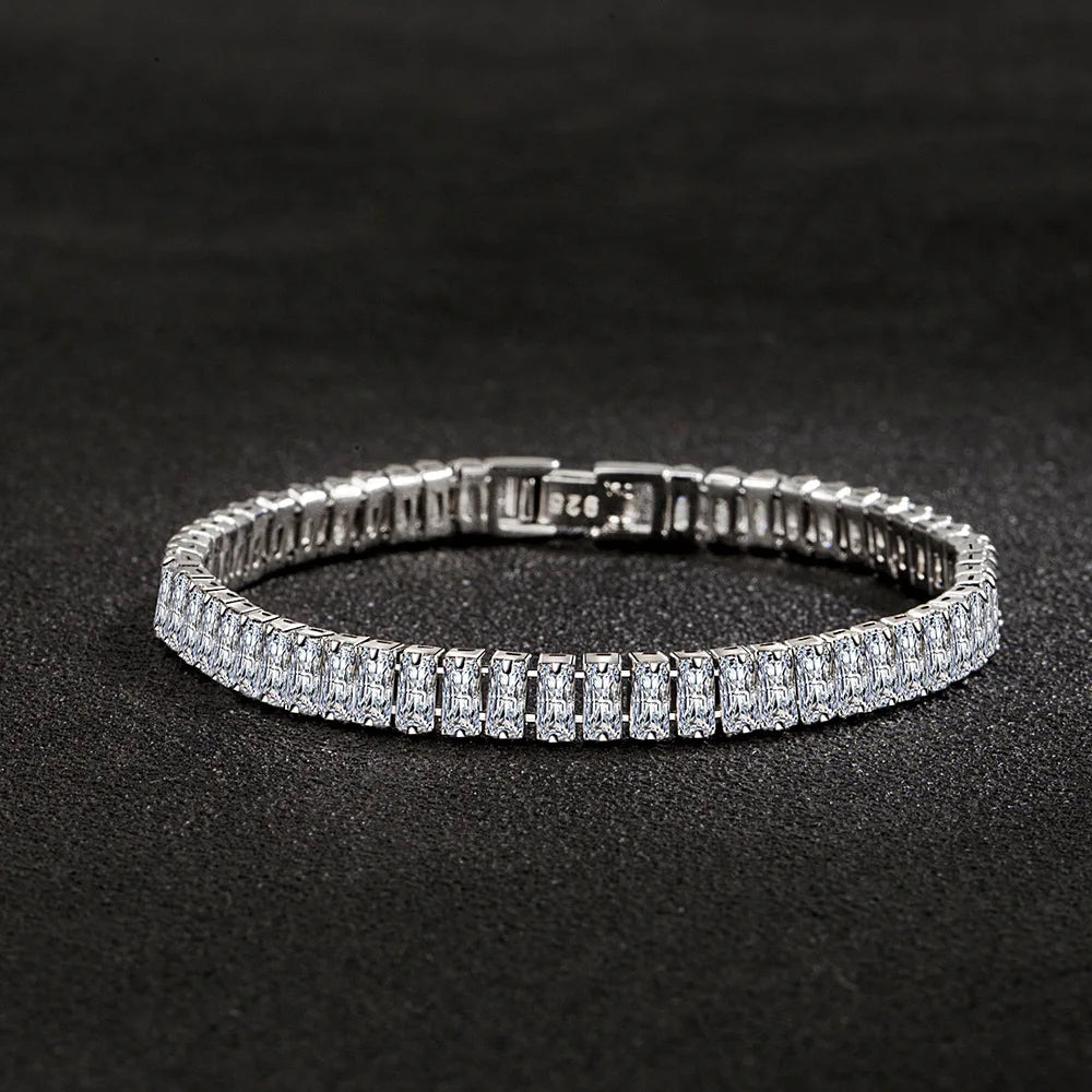 925 Sterling Silver Bracelet Elegant Zircon Crystal Fashion Jewelry for Women Engagement Wedding Glamour Jewelry 18CM
