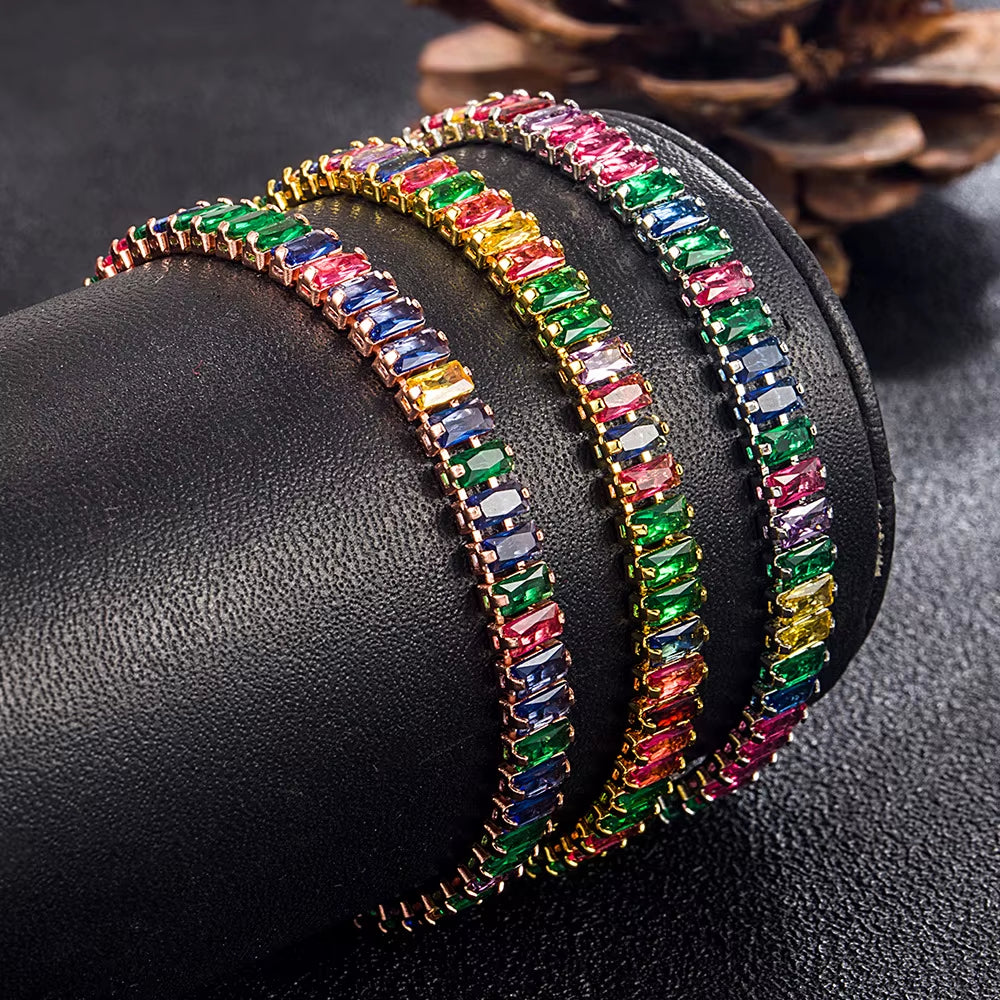 925 Sterling Silver Bracelet Light Luxury Colored Zirconia Hand Jewelry Bracelet Women Charm Jewelry Gift Party