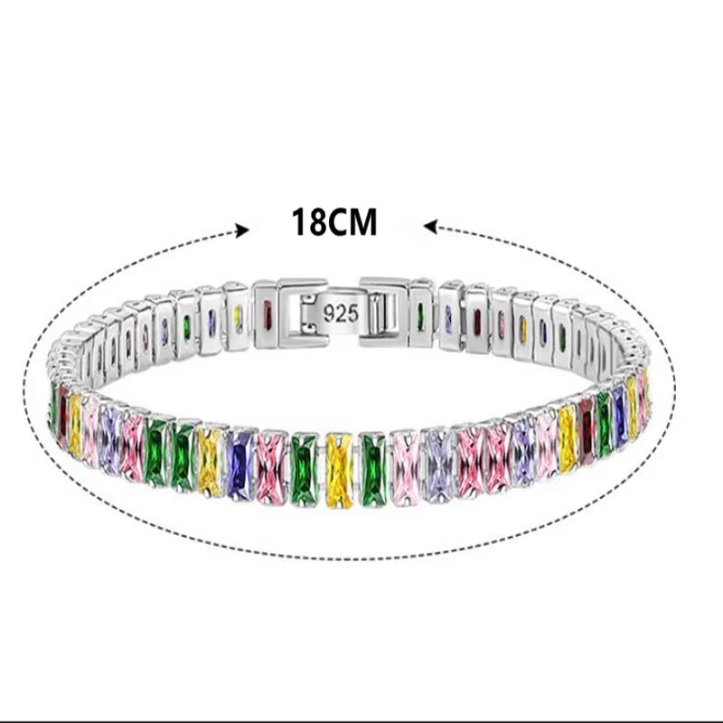925 Sterling Silver Bracelet Light Luxury Colored Zirconia Hand Jewelry Bracelet Women Charm Jewelry Gift Party