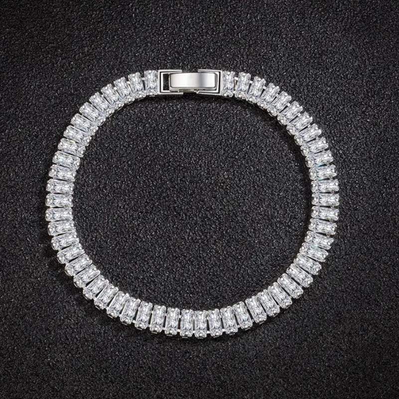 925 Sterling Silver Bracelet Elegant Zircon Crystal Fashion Jewelry for Women Engagement Wedding Glamour Jewelry 18CM